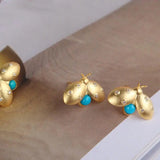 S925 Silver Turquoise Beetle Stud Earrings