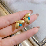 S925 Silver Turquoise Beetle Stud Earrings