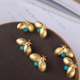 S925 Silver Turquoise Beetle Stud Earrings