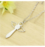 Sterling Silver Angel Wing Heart Cross Necklace for Cultist