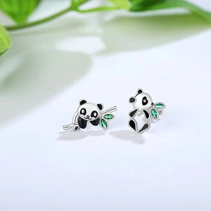 S925 Sterling Silver Animal Earrings Female Panda Earring