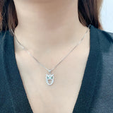 S925 Owl Necklace Earrings Set Sterling Silver Women's Jewelry