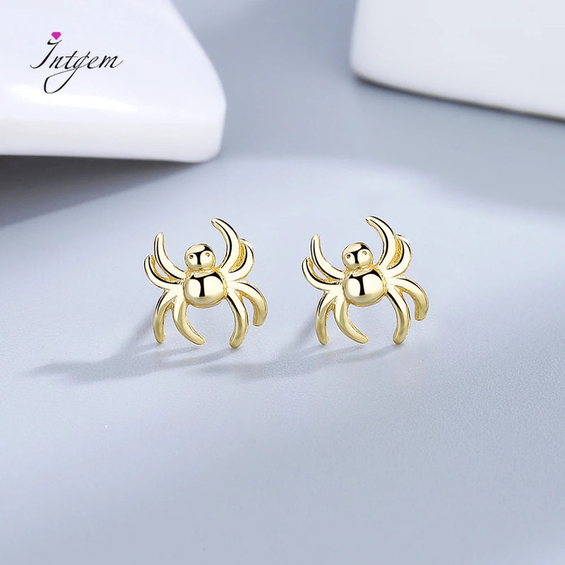 Spider Ear Stud Earrings 925 Sterling Silver Punk Jewelry