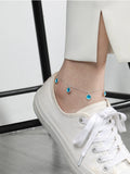 S925 Ocean Texture Glaze Anklet Women Feet Jewelry