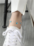 S925 Ocean Texture Glaze Anklet Women Feet Jewelry