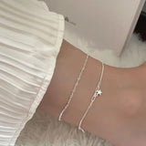 S925 Sterling Silver Anklet Daisy Plant Snake Bone Chain Anklet