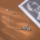 S925 Sterling Silver Anklet Daisy Plant Snake Bone Chain Anklet