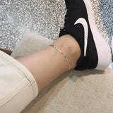 S925 Sterling Silver Anklet Snake Bone Chain Anklet Lucky Round Bead