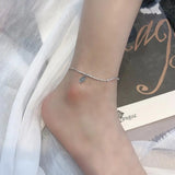 S925 Sterling Silver Anklet Snake Bone Chain Anklet Lucky Round Bead