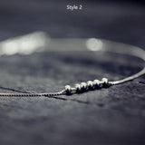 S925 Snake Bone Chain Anklet Star/Round Bead Retro Female Feet Jewel