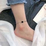 S925 Snake Bone Chain Anklet Star/Round Bead Retro Female Feet Jewel