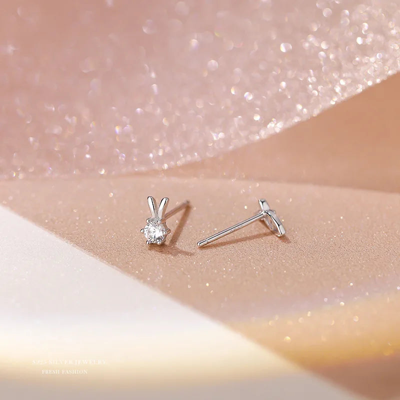 S925 Sterling Silver Asymmetric Carrot Earrings for Women