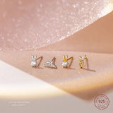 S925 Sterling Silver Asymmetric Carrot Earrings for Women