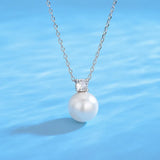 S925 Balance Bar Pearl Zircon Pendant Necklace for Women