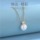 S925 Balance Bar Pearl Zircon Pendant Necklace for Women