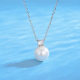 S925 Balance Bar Pearl Zircon Pendant Necklace for Women