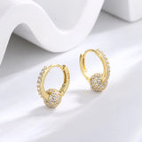 S925 Silver Ball Earrings Full-drilled Ear Buckles for Women