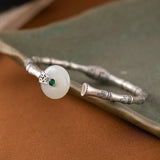 S925 Silver Bamboo Joint Jade Peace Bracelet Gilding Craft
