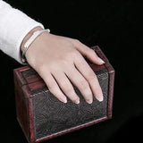 S925 Silver Bamboo Hetian Jade Bracelet Chinese Retro Style Ethnic Open Silver