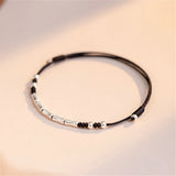 S925 Sterling Silver Bamboo Shape Adjustable Bracelet Red Rope Woven Jewelry