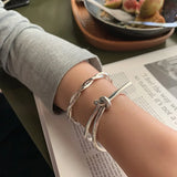S925 Sterling Silver Woven Bangle Retro Jewelry