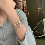 S925 Sterling Silver Woven Bangle Retro Jewelry