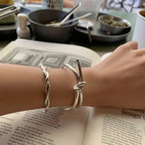 S925 Sterling Silver Woven Bangle Retro Jewelry