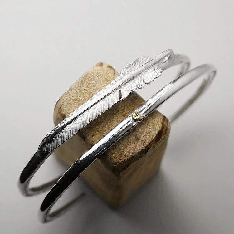 S925 Eagle Feather Bangle Jewelry for Women