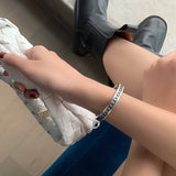 S925 Sterling Silver Bangle Retro Open Bangle Jewelry Accessories