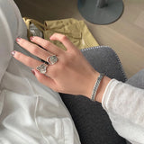 S925 Sterling Silver Bangle Retro Open Bangle Jewelry Accessories