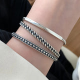 S925 Sterling Silver Bangle Retro Opening Jewelry