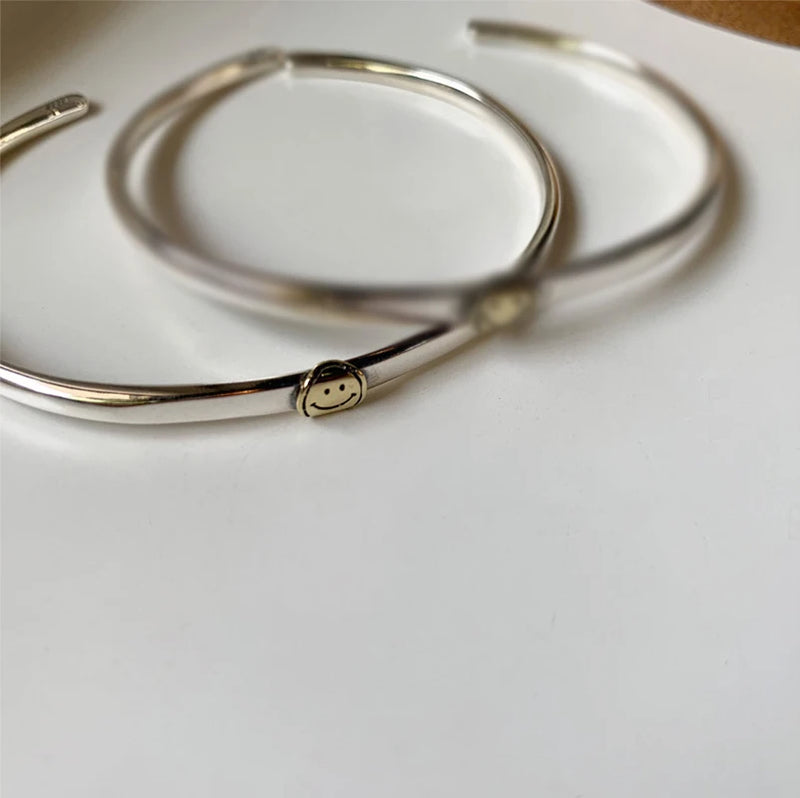 S925 Sterling Silver Smiling Face Bangle for Women
