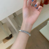 S925 Sterling Silver Open Bangle Retro Korea Jewelry