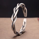925 Silver Bangle Retro Style Adjustable Opening Jewelry