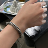 S925 Sterling Silver Bangle Women Retro Solid Temperament Open Adjustable