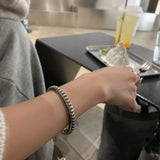 S925 Sterling Silver Bangle Women Retro Solid Temperament Open Adjustable