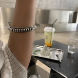 S925 Sterling Silver Bangle Women Retro Solid Temperament Open Adjustable