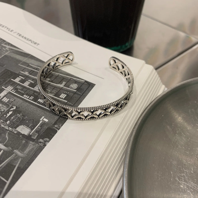 S925 Openwork Bangle For Women - Sterling Silver Jewelry