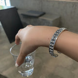 S925 Sterling Silver Skull Bangle Adjustable Jewelry