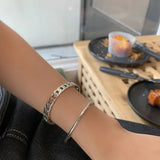 S925 Sterling Silver Smile Letter Bangle Personalized Gift Jewelry