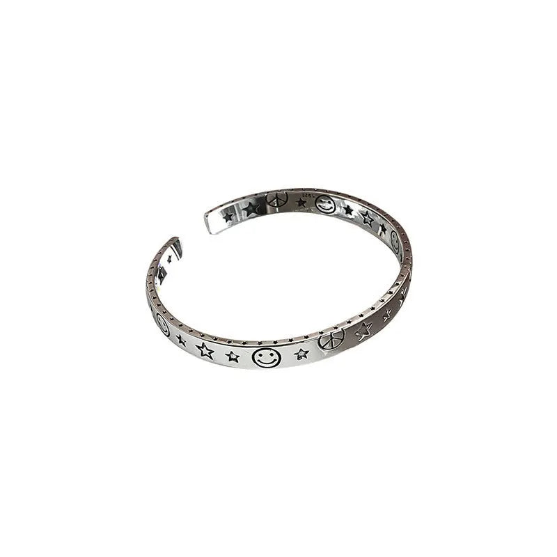 Sterling Silver Smiling Face Bangle
