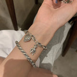 S925 Sterling Silver Strawberry Bear Bangle