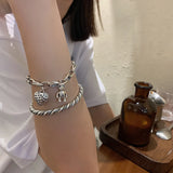 S925 Sterling Silver Strawberry Bear Bangle