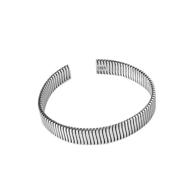 S925 Silver Bangle Women Retro Opening Jewelry