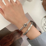 925 Silver Bangle Women's Knot Retro Jewelry
