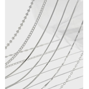 S925 Sterling Silver Round Beads Snake Bone Necklace