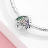 Sterling Silver Beaded Pendant Bracelet with Rainbow and Cloud Design