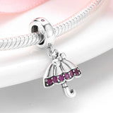 Sterling Silver Beaded Pendant Bracelet with Rainbow and Cloud Design