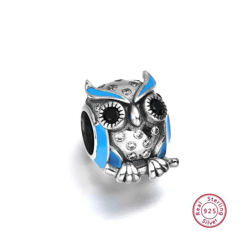 S925 Sterling Silver Owl Charm Bead for Bracelet DIY Jewelry Making