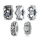 S925 Sterling Silver Diamond Snow Series Spacer Beads